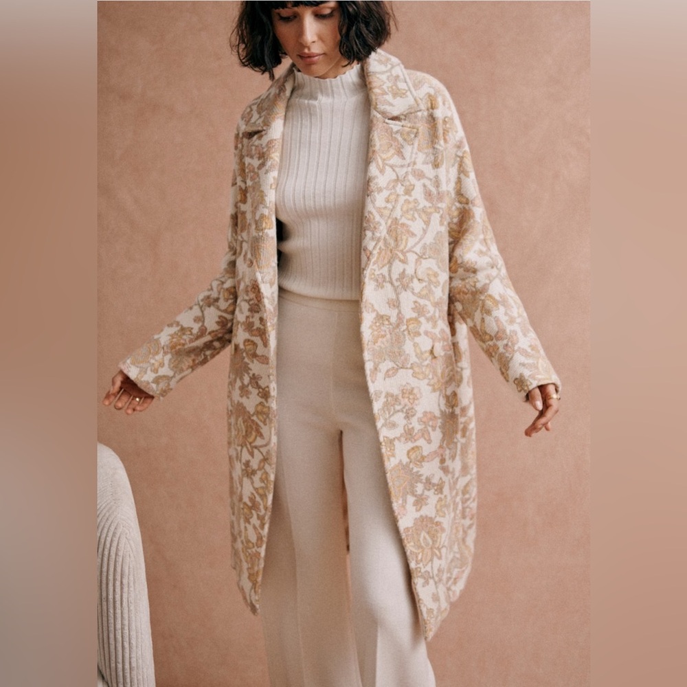 Sezane Jim Coat - Ecru/yellow garden